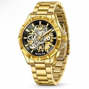 Invicta Objet D Art 44mm Gold Automatic Skeleton Watch NEW